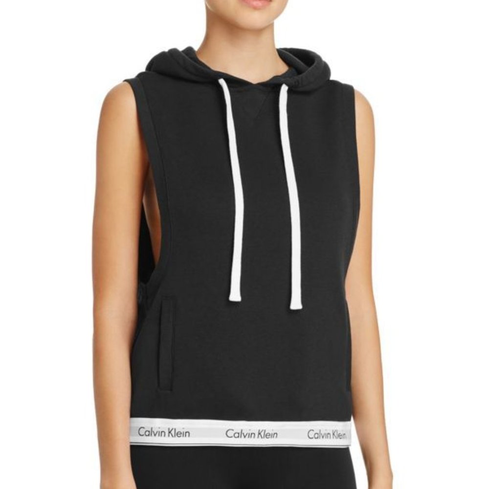 Black Calvin Klein Modern Cotton Sleeveless Hoodie